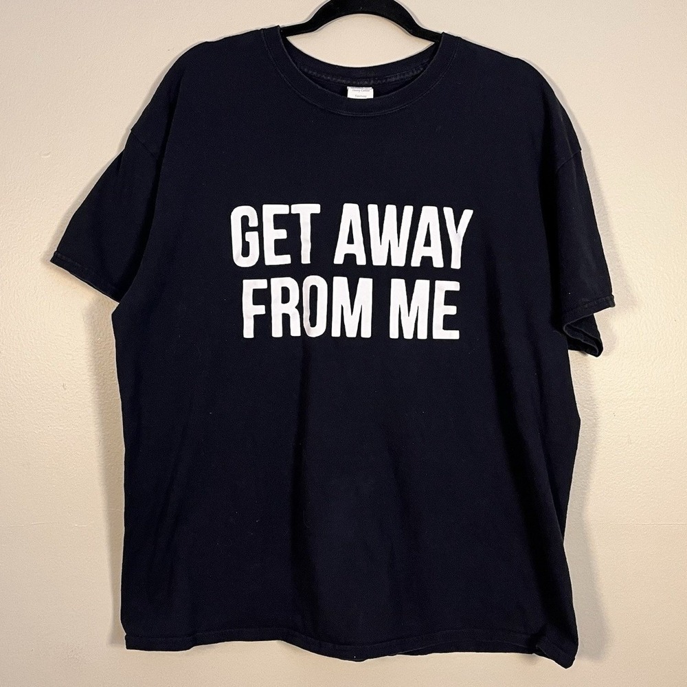 Unisex XL Black Graphic Spell Out T Shirt Funny "Get Away From Me" Tee